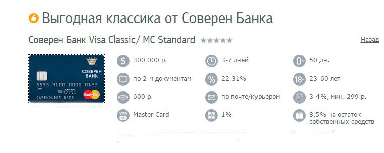 оформить карту соверен банк
