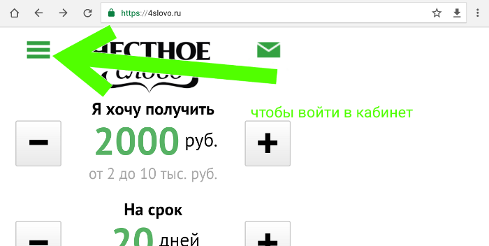 Честное слово Личный кабинет вход 1