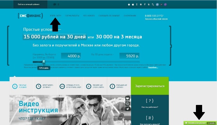 СМСФинанс регистрация и вход в личный кабинет 1 smsfinance-lk1
