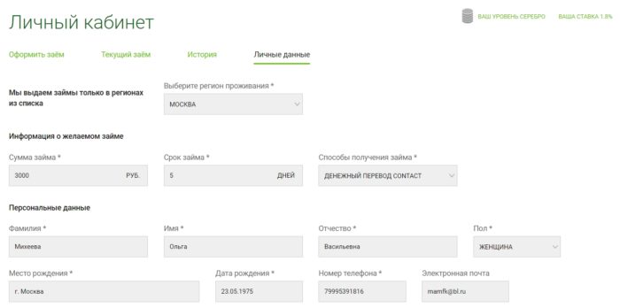  Кредитный Заём Личный кабинет 5 