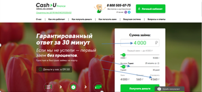 МКК Cash U (МФУ Казань) - гарантированный ответ за 30 минут