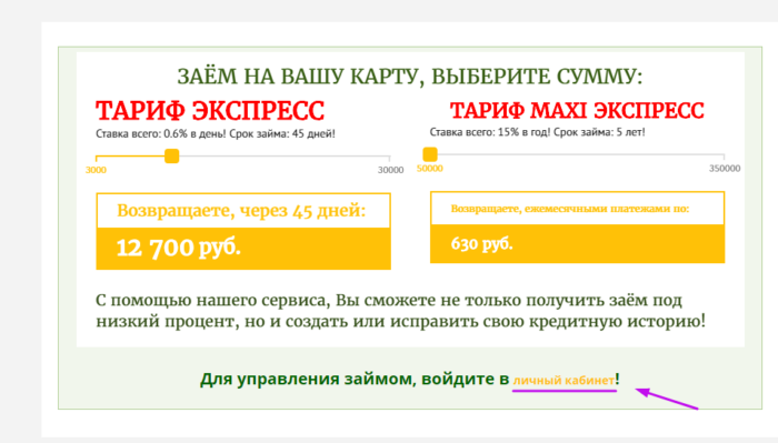  Личный кабинет МКК Z400 (Лот финанс) - кнопка вход в личный кабинет 