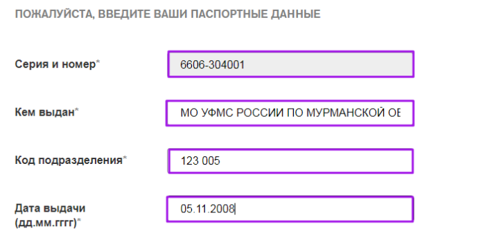 МКК Блиц займ - введите ваши паспортные данные